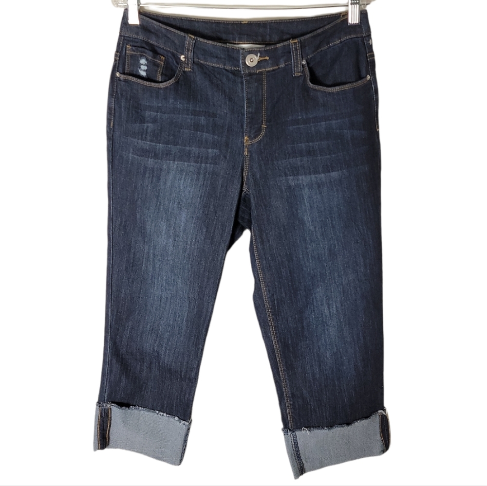 Christopher & Banks women's mid rise cuffed leg cropped distressed  jeans Size 6